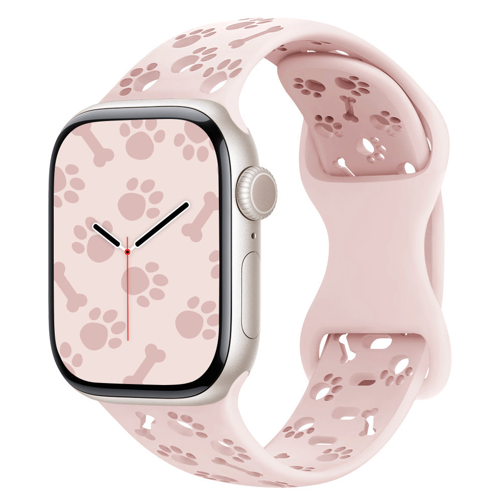 iBandGear Paw & Bone Cutout Silicone Band for Apple Watch - Bright Pink