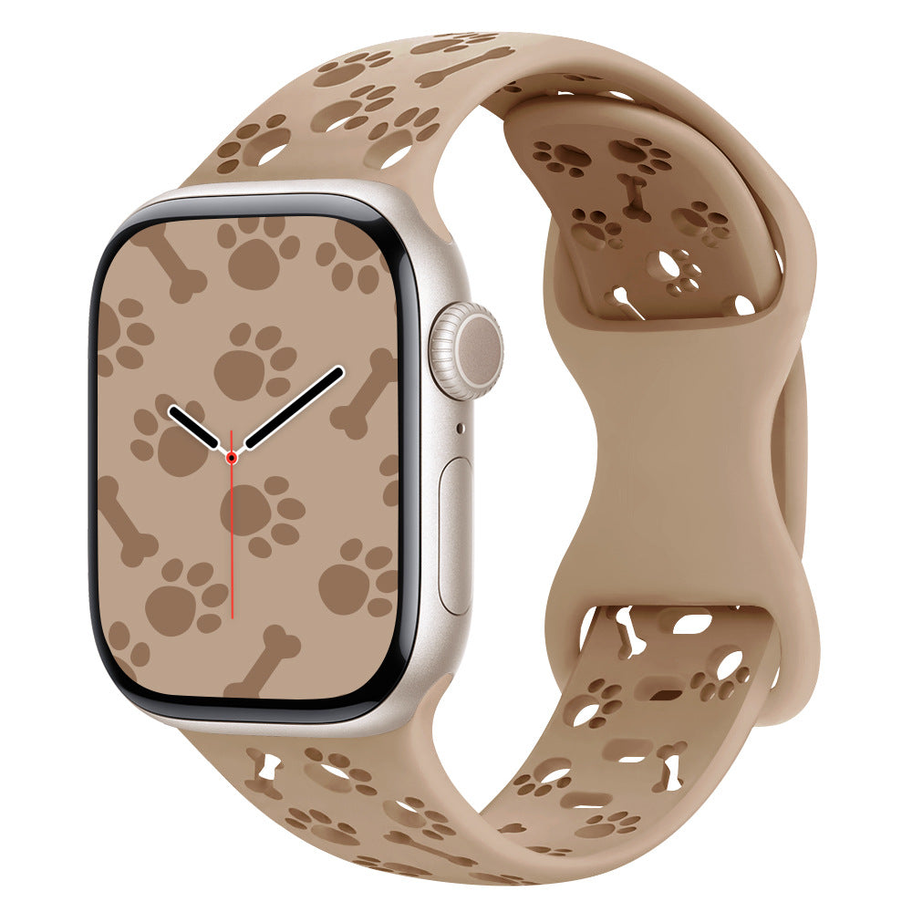 iBandGear Paw & Bone Cutout Silicone Band for Apple Watch - Milk Tea