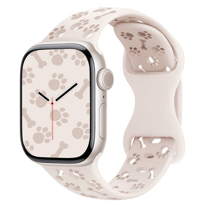 iBandGear Paw & Bone Cutout Silicone Band for Apple Watch - Light Peach Pink
