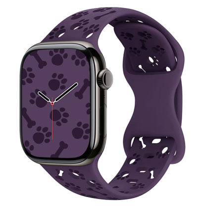 iBandGear Paw & Bone Cutout Silicone Band for Apple Watch - New Plum