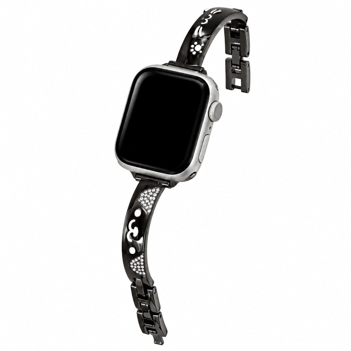 iBandGear Paw & Pet Charm Metal Bracelet Band for Apple Watch - Black-White