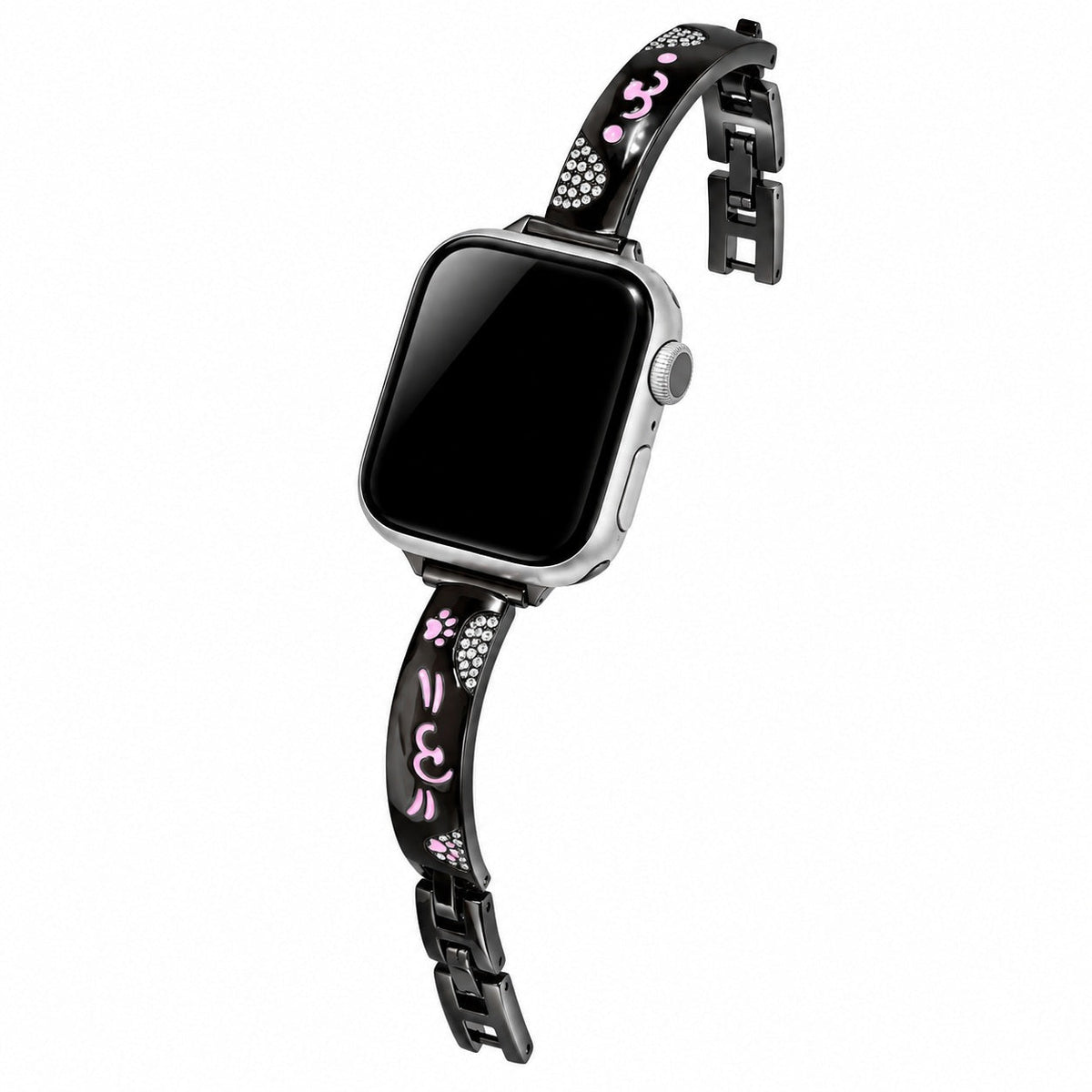 iBandGear Paw & Pet Charm Metal Bracelet Band for Apple Watch - Black-Pink