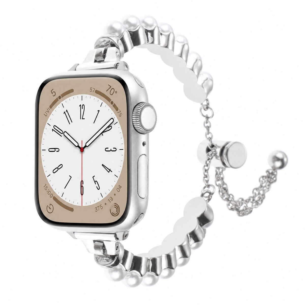 iBandGear Pearl-Look Metal Bracelet Band for Apple Watch - Silver