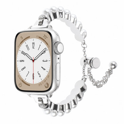 iBandGear Pearl-Look Metal Bracelet Band for Apple Watch - Silver