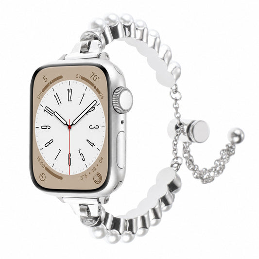 iBandGear Pearl-Look Metal Bracelet Band for Apple Watch - Silver
