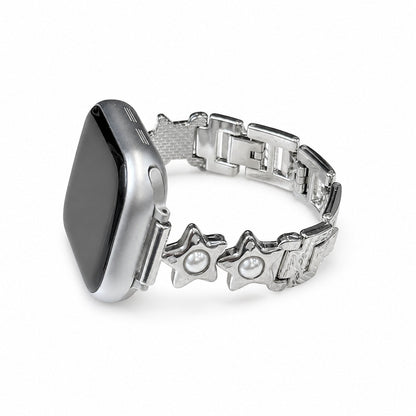 iBandGear Pearl Star Link Bracelet Band for Apple Watch - Silver