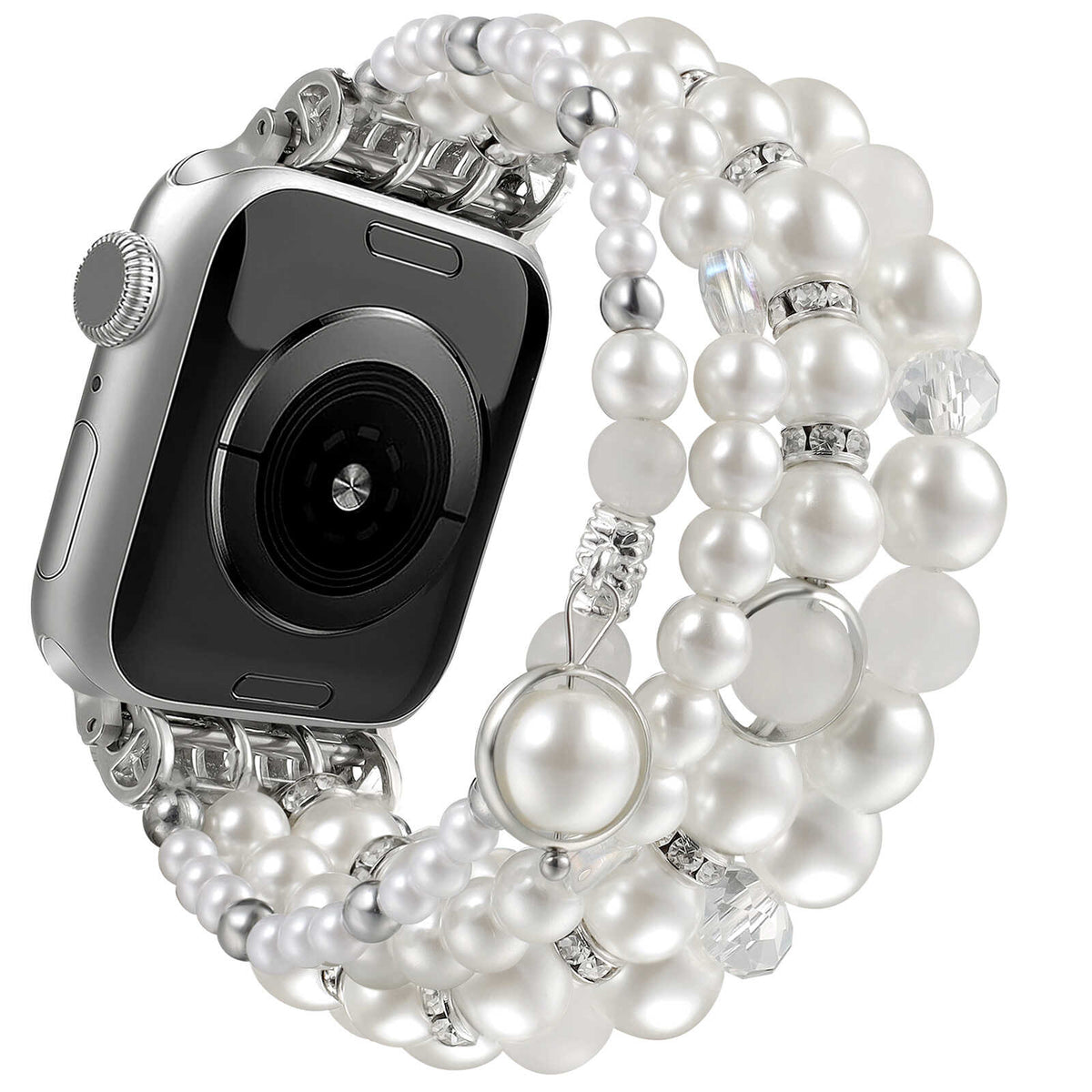 iBandGear PearlBloom Stretch Beaded Band for Apple Watch - White
