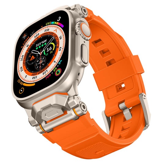 iBandGear Pioneer Pro Liquid Silicone Adventure Band for Apple Watch - Titanium-Orange