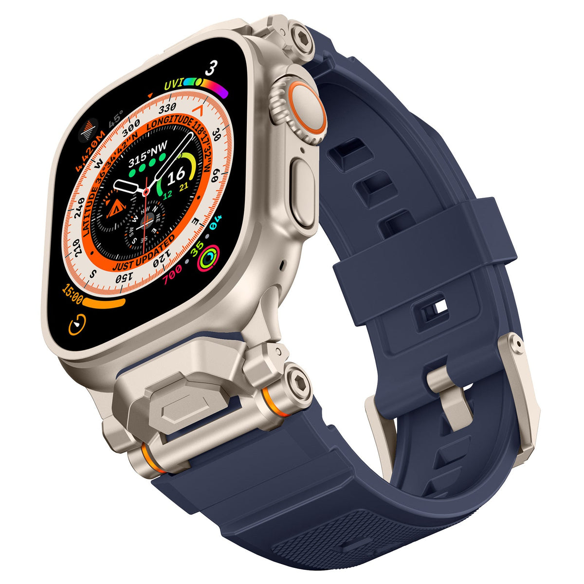 iBandGear Pioneer Pro Liquid Silicone Adventure Band for Apple Watch - Titanium-Blue