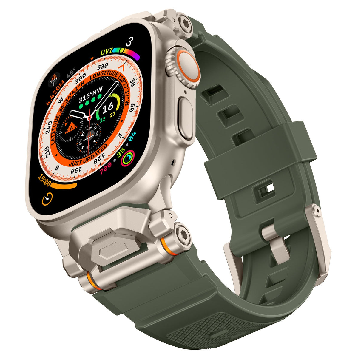 iBandGear Pioneer Pro Liquid Silicone Adventure Band for Apple Watch - Titanium-Green