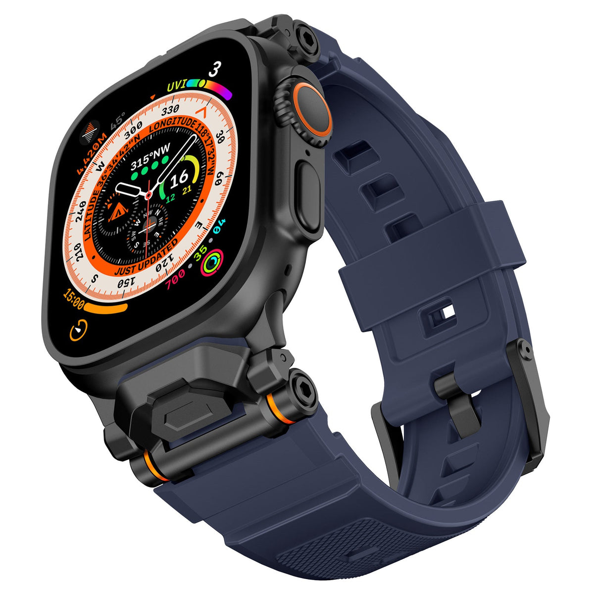 iBandGear Pioneer Pro Liquid Silicone Adventure Band for Apple Watch - Black-Blue