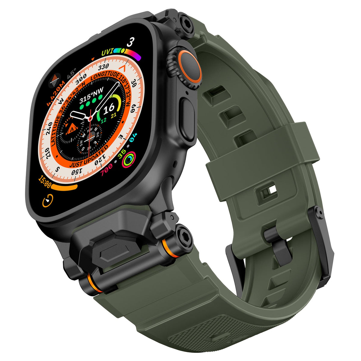 iBandGear Pioneer Pro Liquid Silicone Adventure Band for Apple Watch - Black-Green