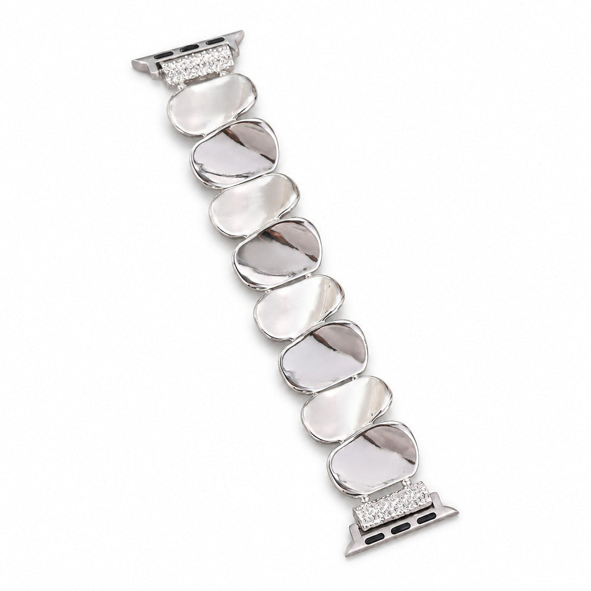 iBandGear Polished Metal Pebble Stretch Bracelet Band for Apple Watch - Silver