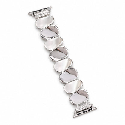 iBandGear Polished Metal Pebble Stretch Bracelet Band for Apple Watch - Silver
