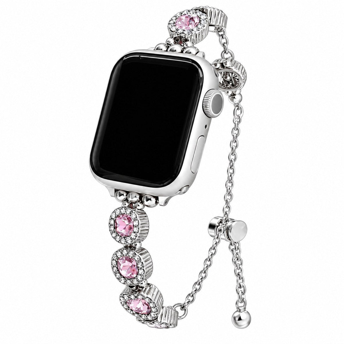 iBandGear Gemstone Halo Bracelet Band for Apple Watch - Silver-Pink