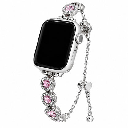 iBandGear Gemstone Halo Bracelet Band for Apple Watch - Silver-Pink