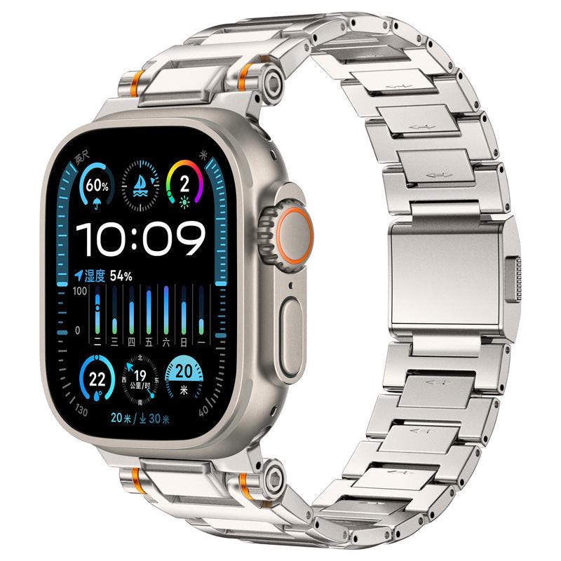 iBandGear Precision Magnetic Steel Band for Apple Watch – Mechanical Style Design - Titanium
