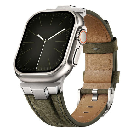 iBandGear Premium Leather Strap with Stainless Steel Buckle & Connector - Green