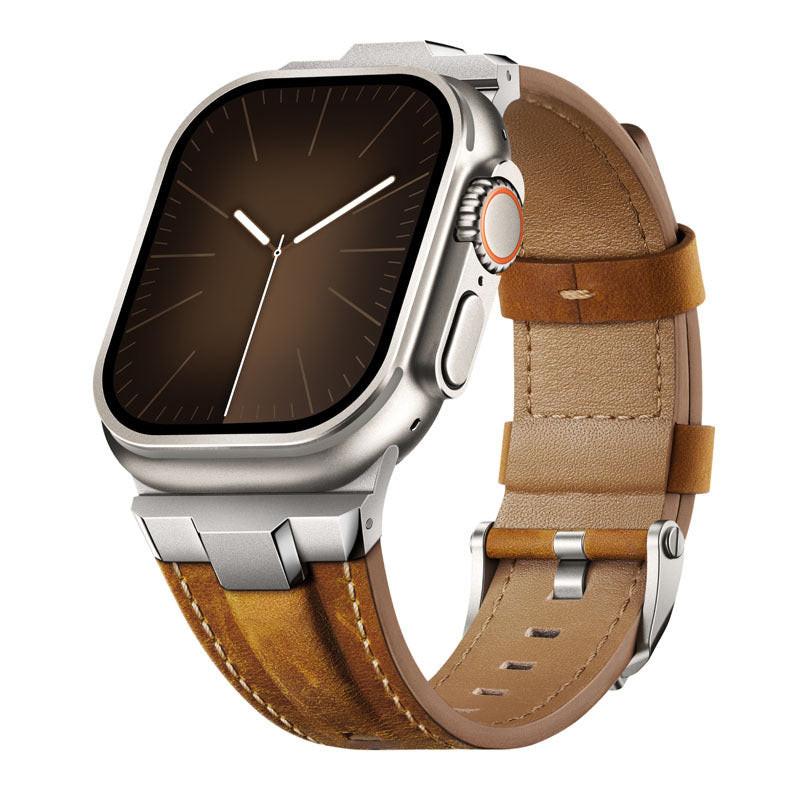 iBandGear Premium Leather Strap with Stainless Steel Buckle & Connector - Brown