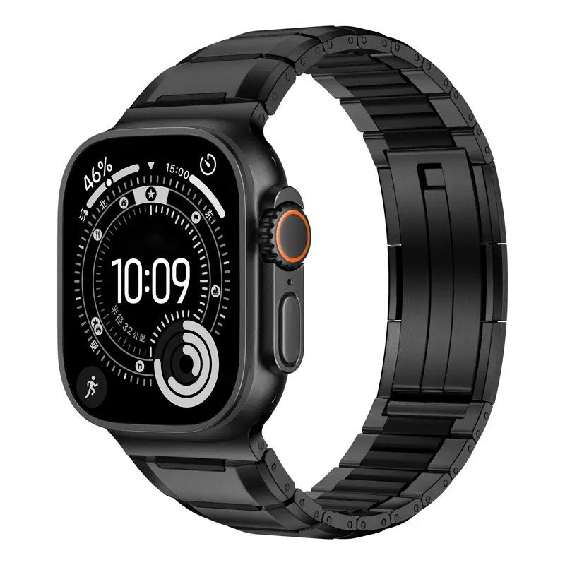 iBandGear Premium Rubber Steel Band for Apple Watch - Black - Black