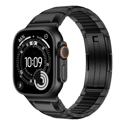iBandGear Premium Rubber Steel Band for Apple Watch - Black - Black