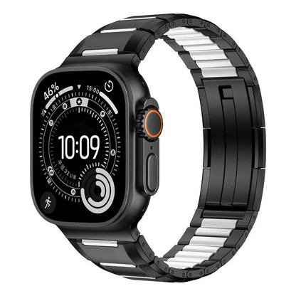 iBandGear Premium Rubber Steel Band for Apple Watch - Black - White