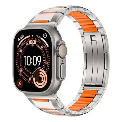 iBandGear Premium Rubber Steel Band for Apple Watch - Titanium - Orange