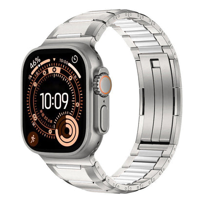 iBandGear Premium Rubber Steel Band for Apple Watch - Titanium - White