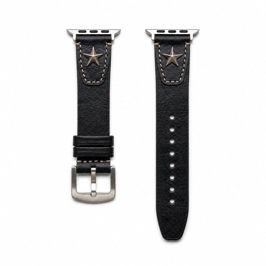 iBandGear Punk Star Rivet Genuine Leather Band for Apple Watch - Black