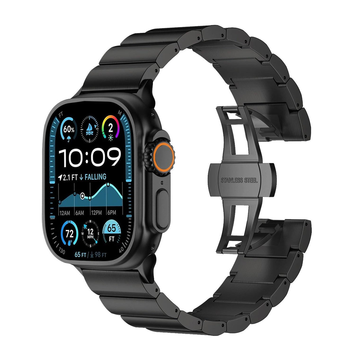 iBandGear Pure Titanium Bamboo-Link Band for Apple Watch - Black