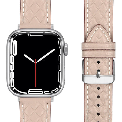 iBandGear Quilted Leather Band for Apple Watch Elegant Stitching - Starlight