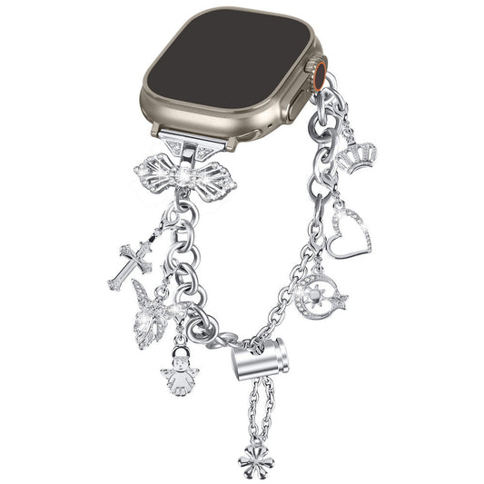 iBandGear Rhinestone Charm Chain Band for Apple Watch - Silver