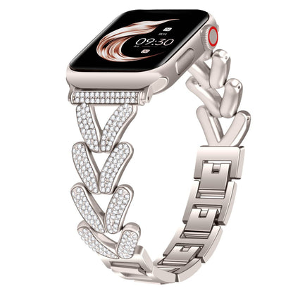 iBandGear Rhinestone Wheat Link Band for Apple Watch Elegant Jewelry Style - Starlight