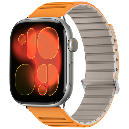 iBandGear Ribbed Magnetic Silicone Band for Apple Watch - Orange-Starlight