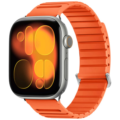iBandGear Ribbed Magnetic Silicone Band for Apple Watch - Orange