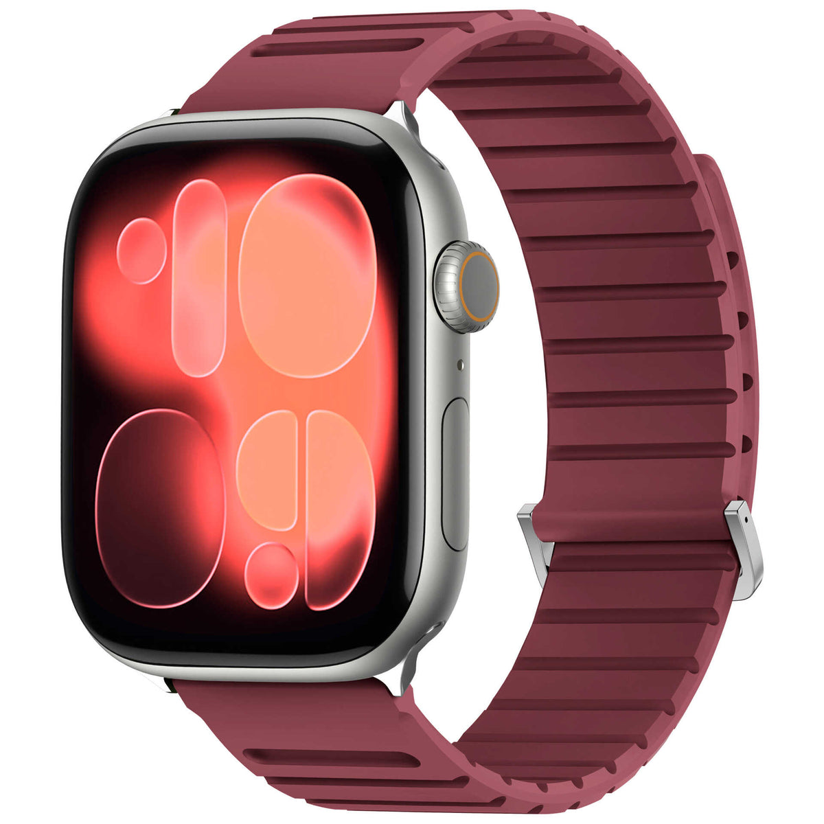 iBandGear Ribbed Magnetic Silicone Band for Apple Watch - Burgundy