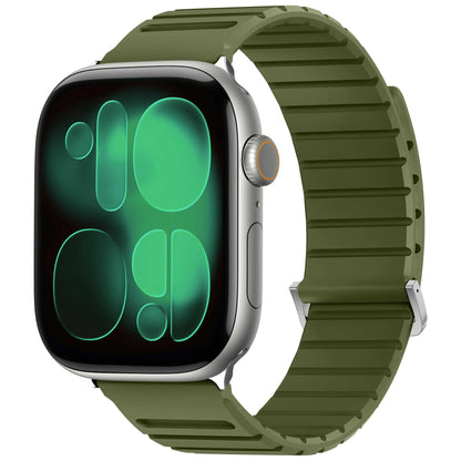 iBandGear Ribbed Magnetic Silicone Band for Apple Watch - Green