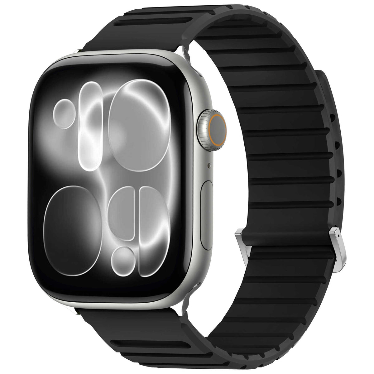 iBandGear Ribbed Magnetic Silicone Band for Apple Watch - Black