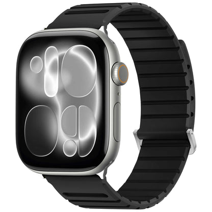 iBandGear Ribbed Magnetic Silicone Band for Apple Watch - Black