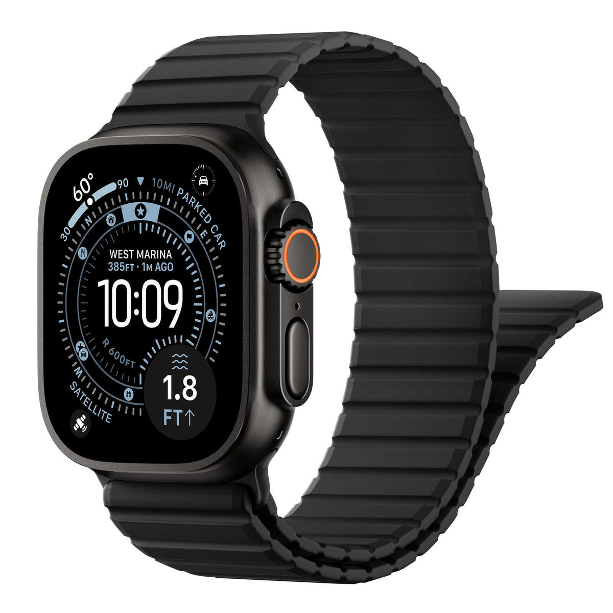 iBandGear RidgeFlex Silicone Sport Band for Apple Watch - Black
