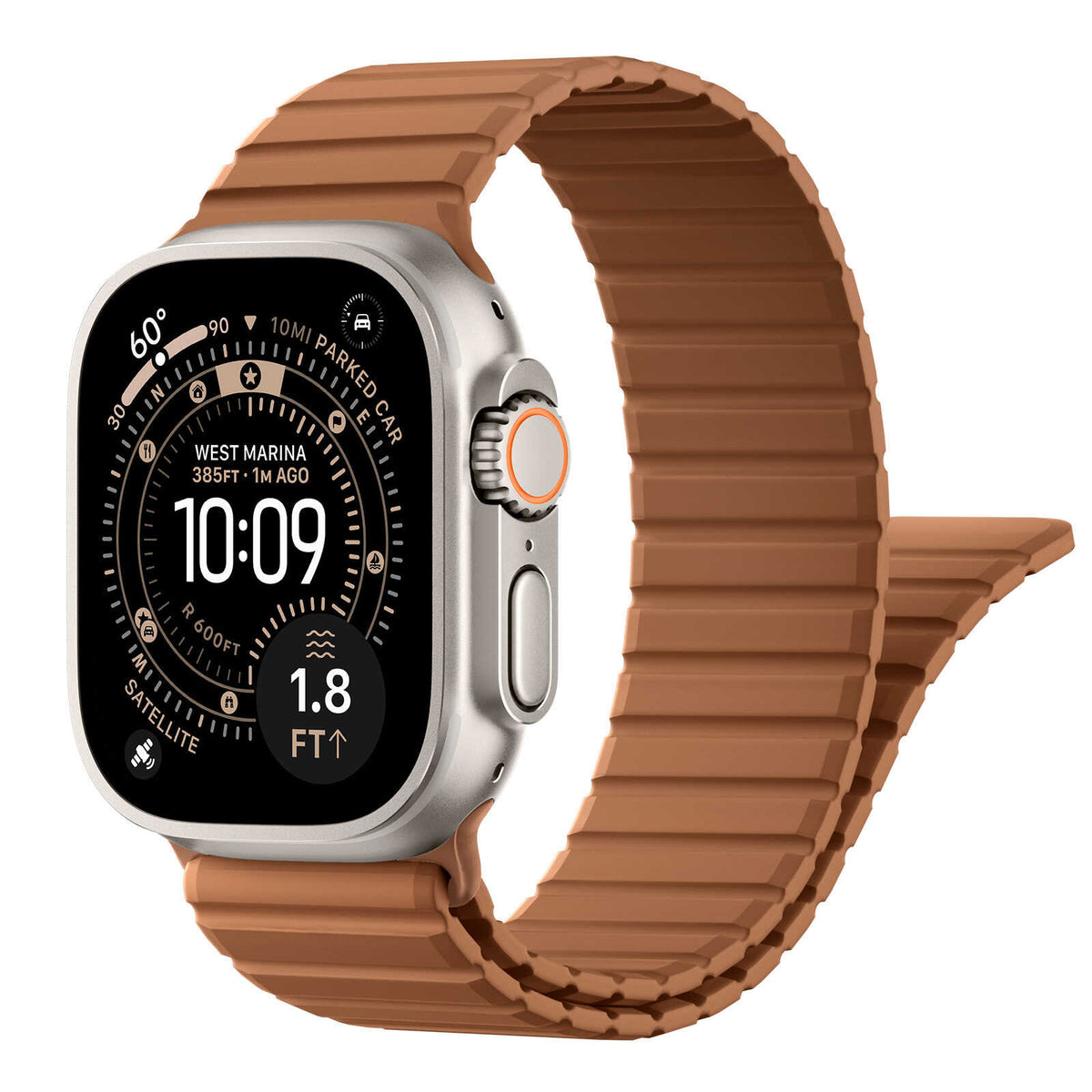 iBandGear RidgeFlex Silicone Sport Band for Apple Watch - Brown
