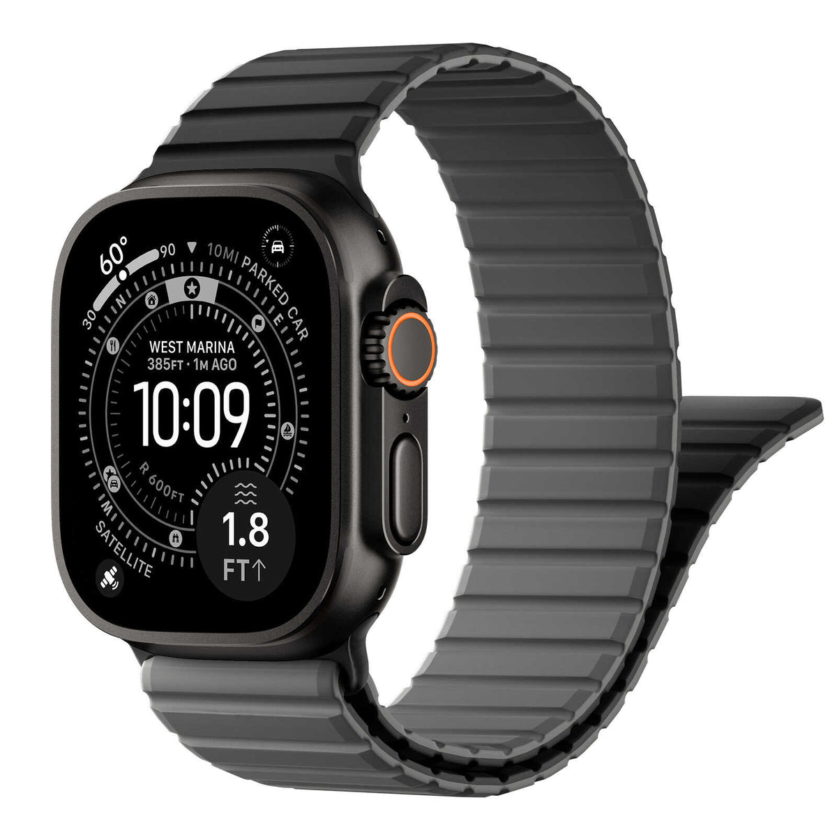 iBandGear RidgeFlex Silicone Sport Band for Apple Watch - Black-Gray