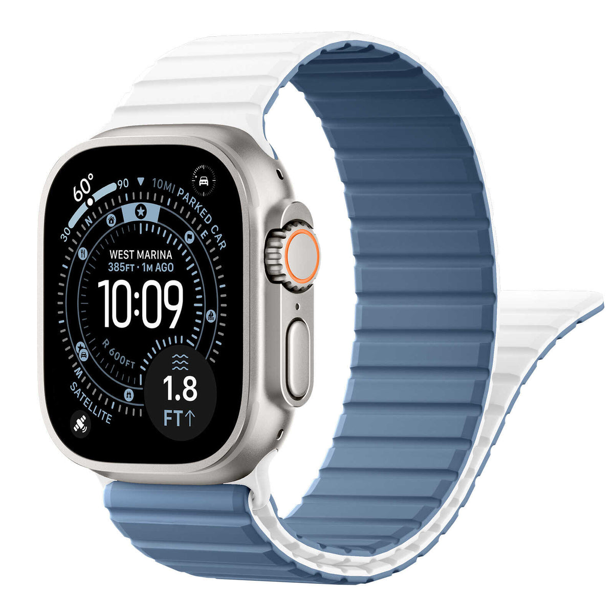 iBandGear RidgeFlex Silicone Sport Band for Apple Watch - White-Blue