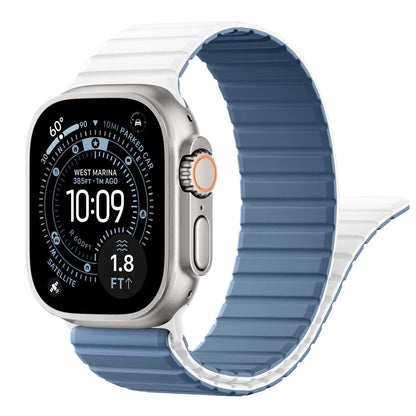 iBandGear RidgeFlex Silicone Sport Band for Apple Watch - White-Blue