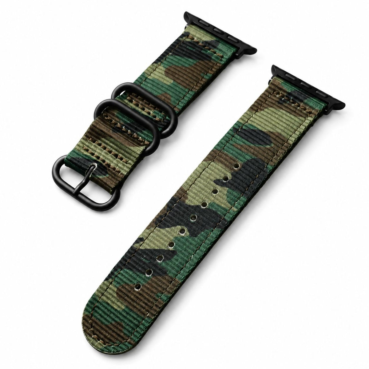 iBandGear Rugged Nylon Tactical Band for Apple Watch – Outdoor Camo Style - Green-Black