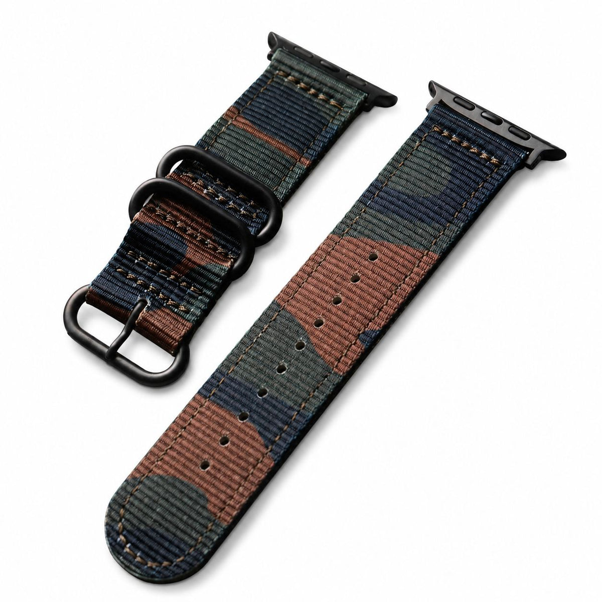 iBandGear Rugged Nylon Tactical Band for Apple Watch – Outdoor Camo Style - Brown-Black