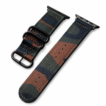 iBandGear Rugged Nylon Tactical Band for Apple Watch – Outdoor Camo Style - Brown-Black