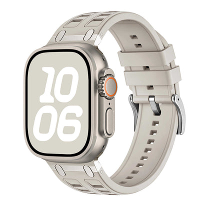 iBandGear Rugged Silicone Sport Band for Apple Watch with Metal Connectors - Starlight