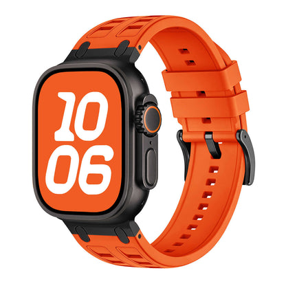 iBandGear Rugged Silicone Sport Band for Apple Watch with Metal Connectors - Orange