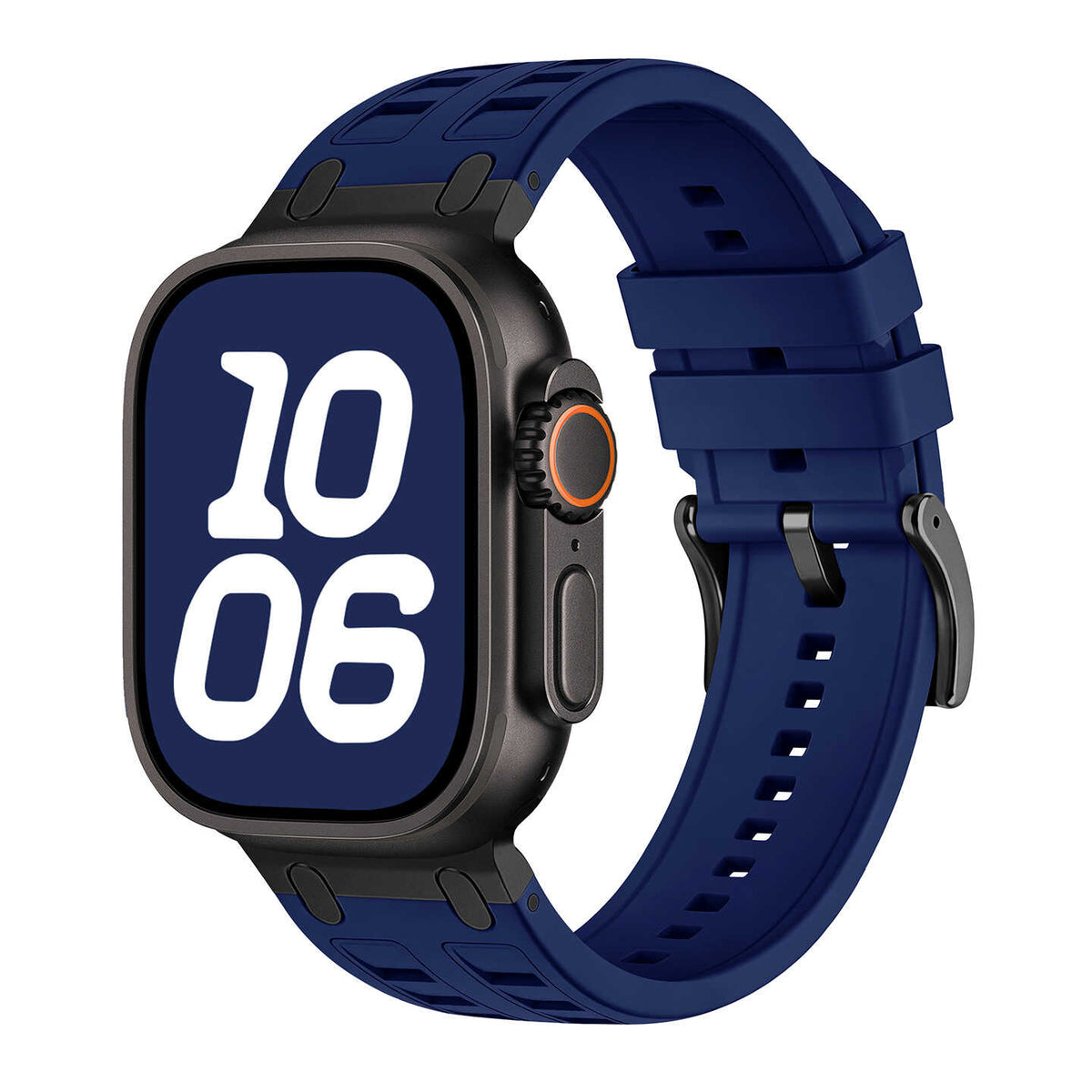 iBandGear Rugged Silicone Sport Band for Apple Watch with Metal Connectors - Midnight Blue